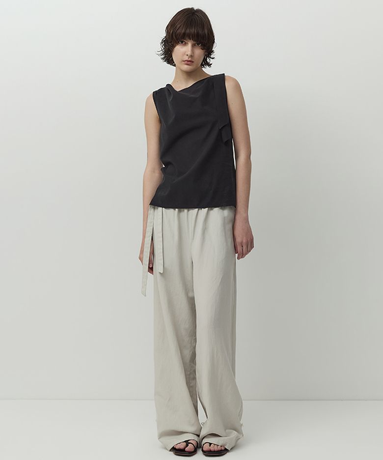 Belted Curtain Pants Oyster