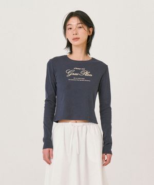 Long sleeve Crop T-Shirt_Charcoal