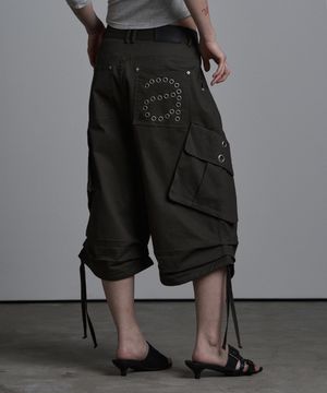 스트링 아일렛 버뮤다 팬츠 차콜