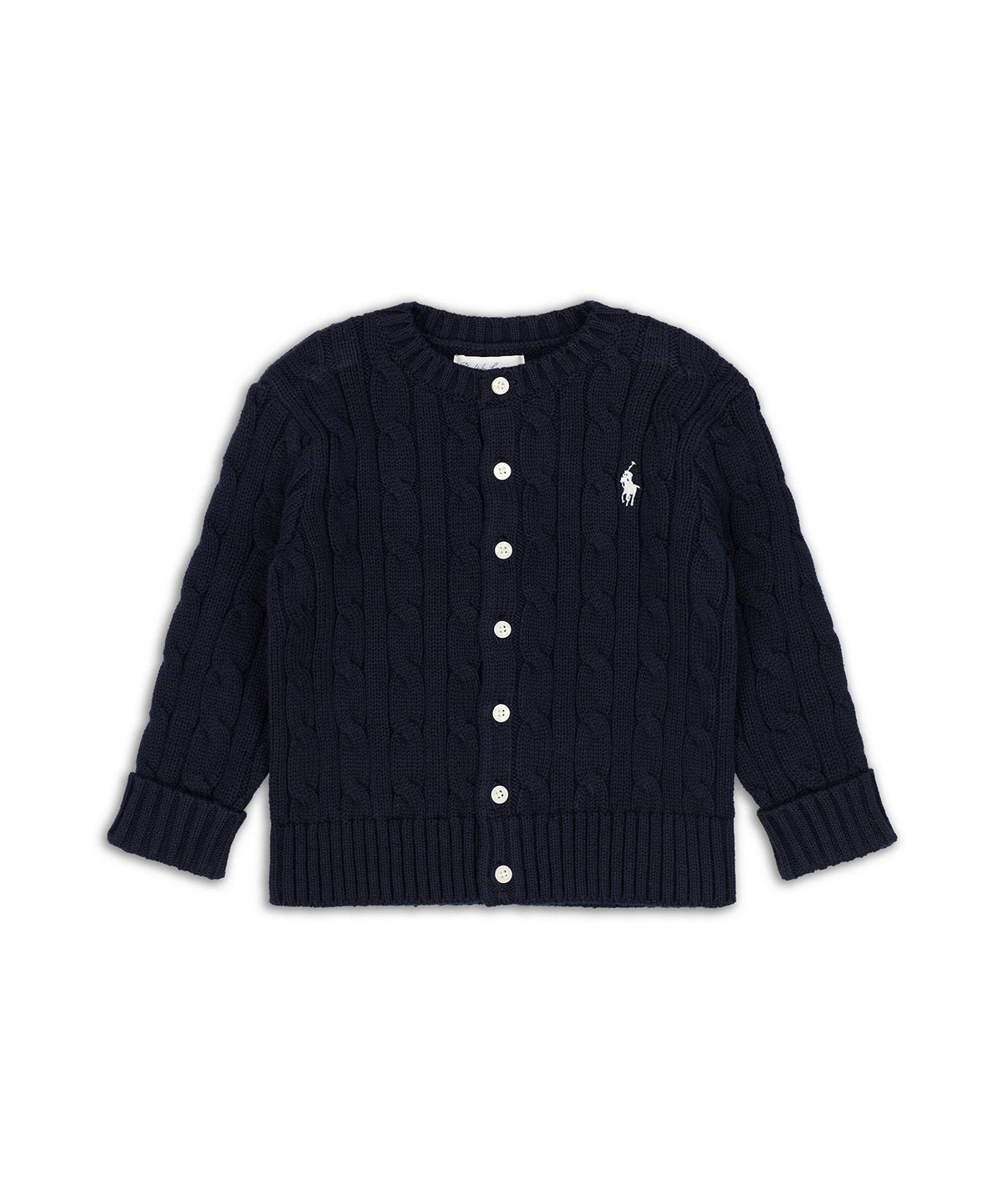 폴로 랄프 로렌 칠드런(POLO RALPH LAUREN CHILDREN) 케이블 니트 코튼 카디건 앤 팬츠 세트-네이비