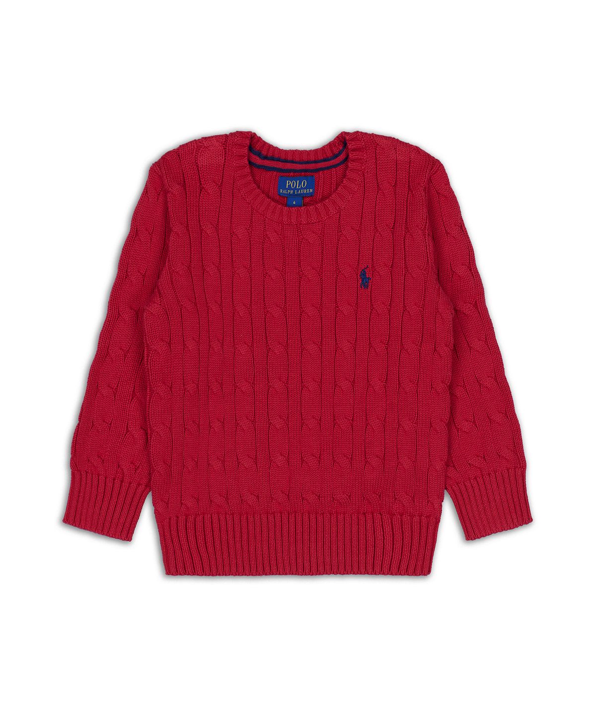 폴로 랄프 로렌 칠드런(POLO RALPH LAUREN CHILDREN) 케이블 니트 코튼 스웨터-레드
