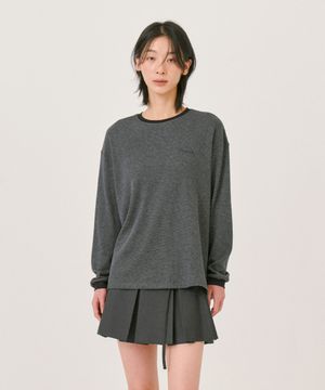 Waffle Long sleeve T-Shirt_Charcoal