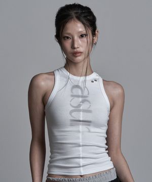 소잉 턴 로고 슬리브리스 화이트