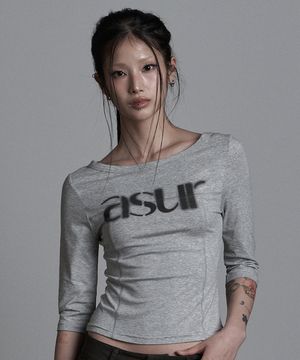 소잉 보트넥 슬리브 멜란지