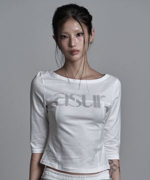 소잉 보트넥 슬리브 화이트