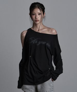 컷아웃 피어싱 롱슬리브 블랙