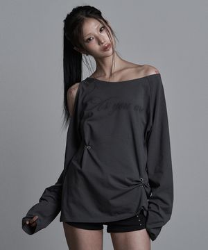 컷아웃 피어싱 롱슬리브 차콜