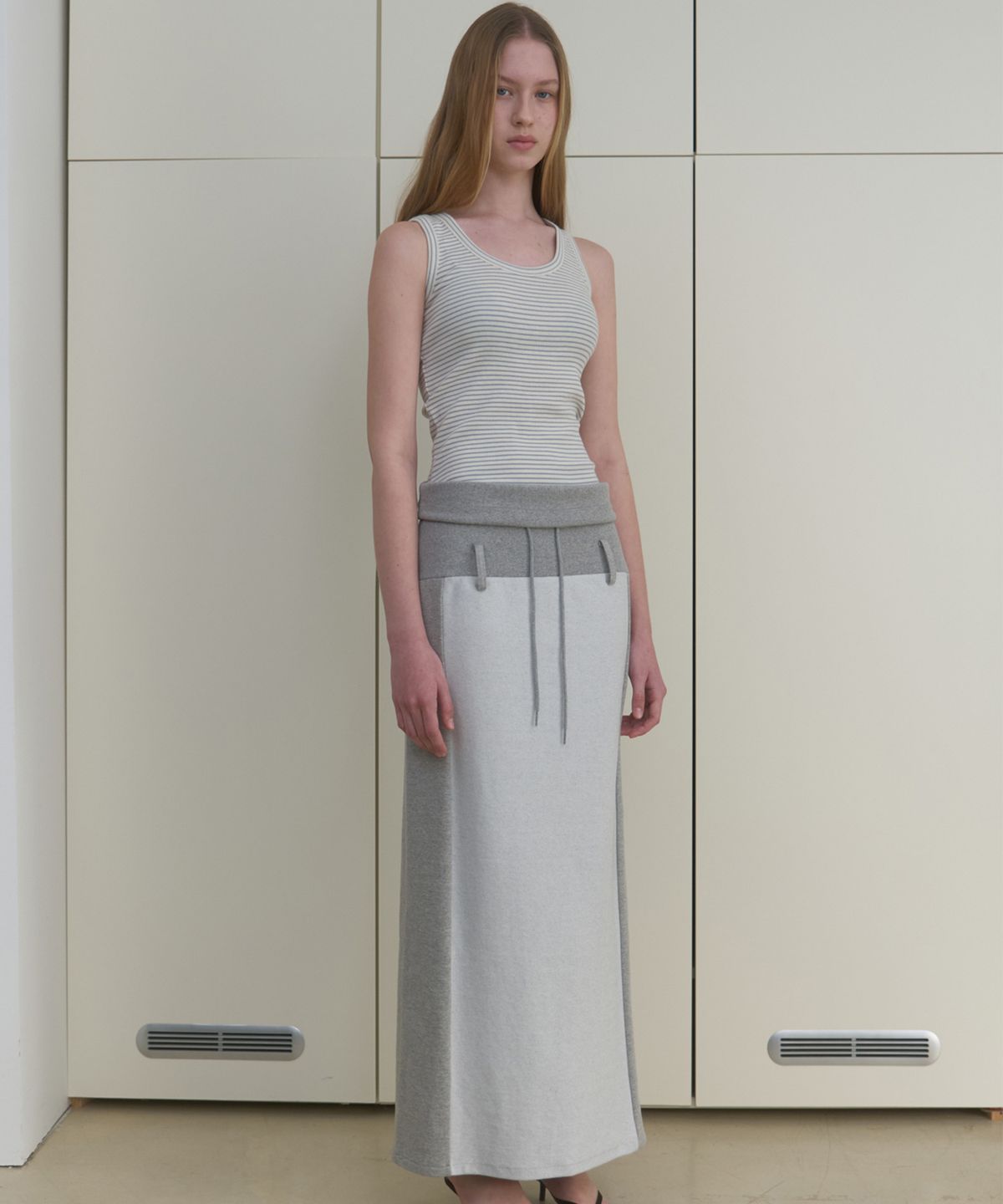 마조네(MA JOURNEE) DUAL-WAY DETAIL SKIRT_MELANGE