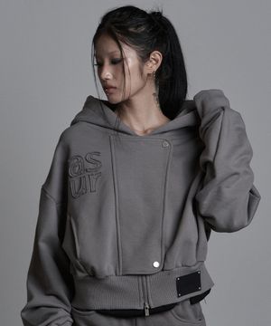 하이드 크롭 후드 집업 다크 그레이