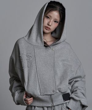 하이드 크롭 후드 집업 멜란지