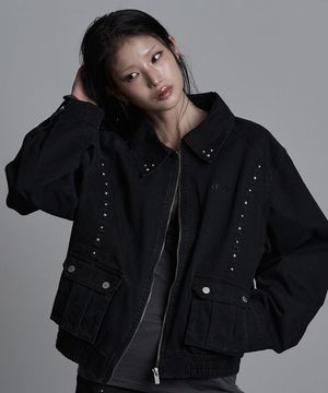 버튼 워시드 블루종 블랙