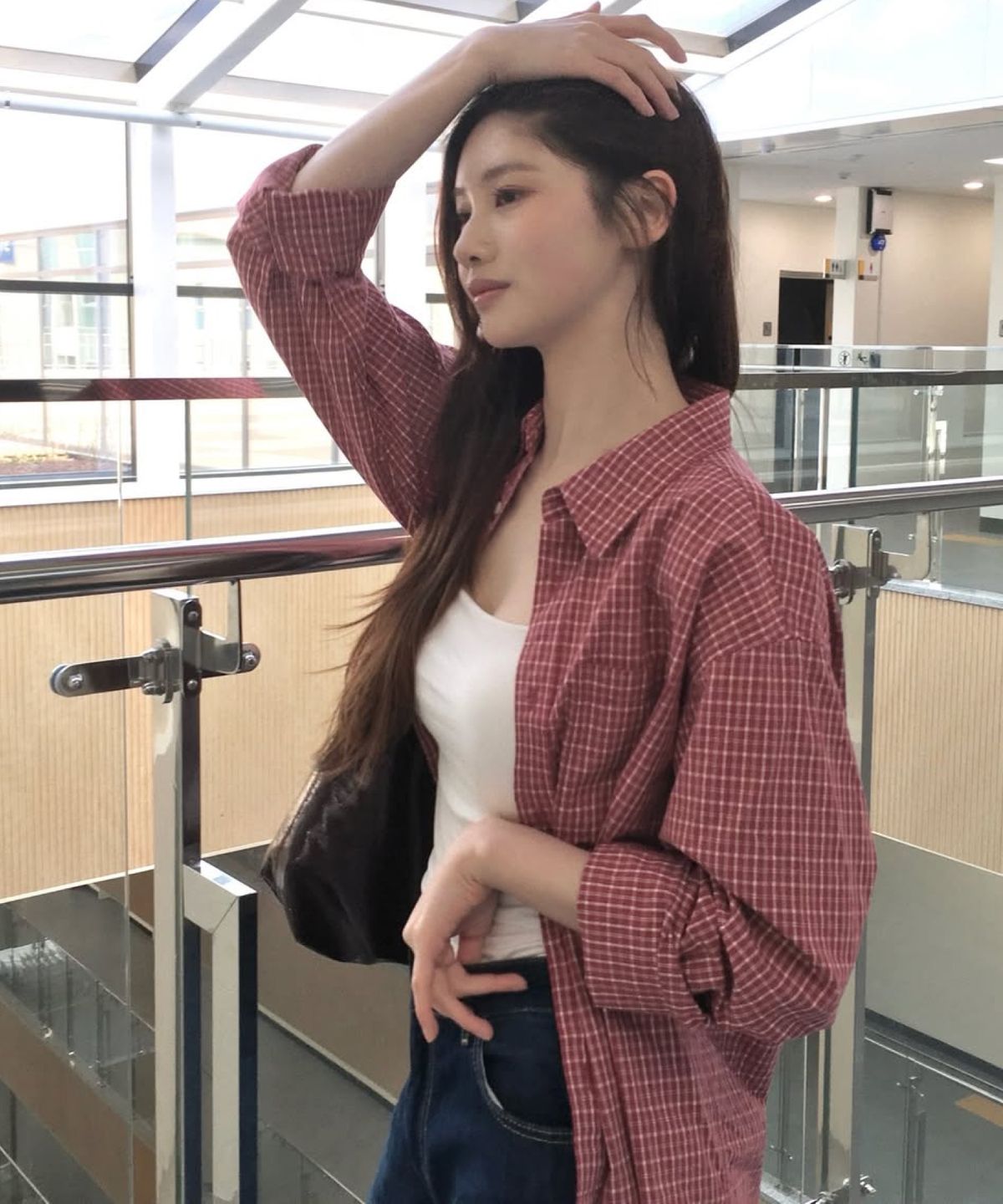 어반디타입(URBANDTYPE) 빈티지 코티지 체크 셔츠_레드
