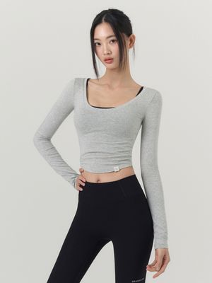 베이직 U넥 롱 슬리브