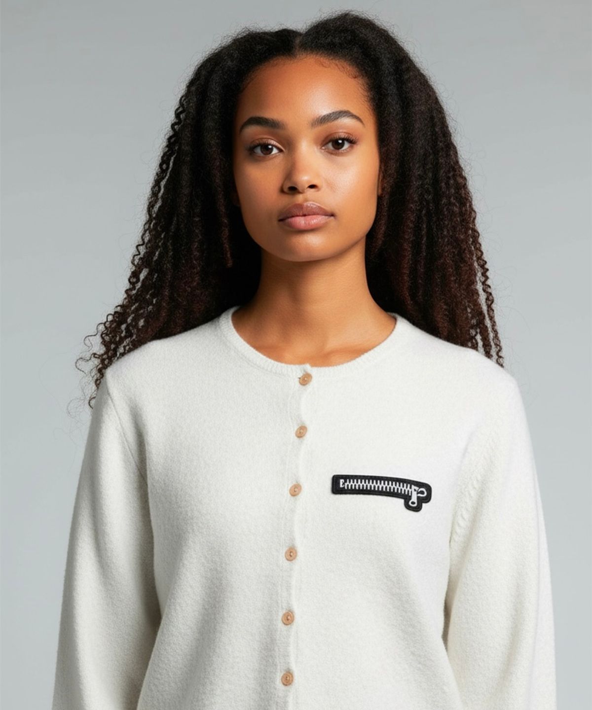 본슬리피(BORN SLIPPY) Soft Wool No-Heart Zip Cardigan (Ivory)