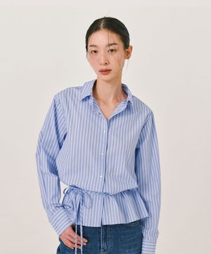Stripe Tie Blouse_Blue