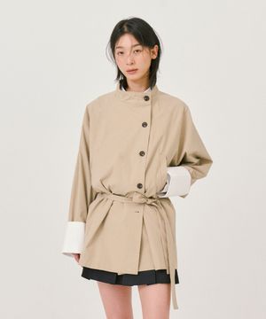 Minimal Half Trench Jacket_Light Beige