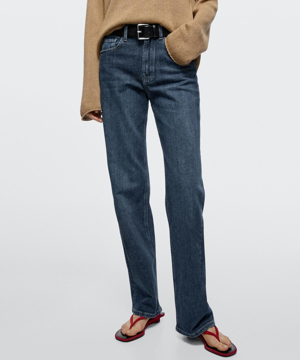 마시모두띠(MASSIMO DUTTI) 컴포트 스트레이트핏 하이웨이스트 데님 팬츠