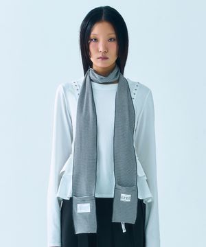 STRIPE POCKET SCARF [CHARCOAL]