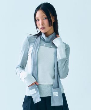 STRIPE POCKET SCARF [BABY BLUE]