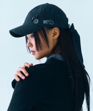 BUTTON RIBBON CAP [BLACK]