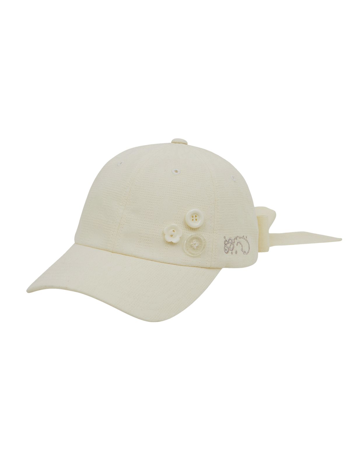 뚜오미오(TUOMIO) BUTTON RIBBON CAP [CREAM]