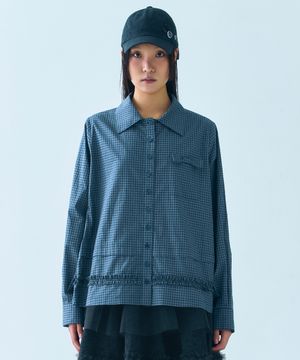 RUFFLE CHECK SHIRT [NAVY]