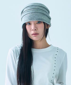 STRIPE GLITTER BEANIE [GREY]