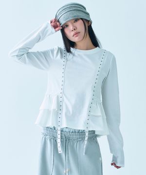 RUFFLE BELTED LONG SLEEVES [WHITE]