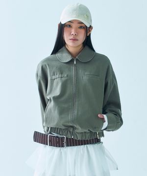 ROUND COLLAR WASHED BOMBER [LIGHT KHAKI]