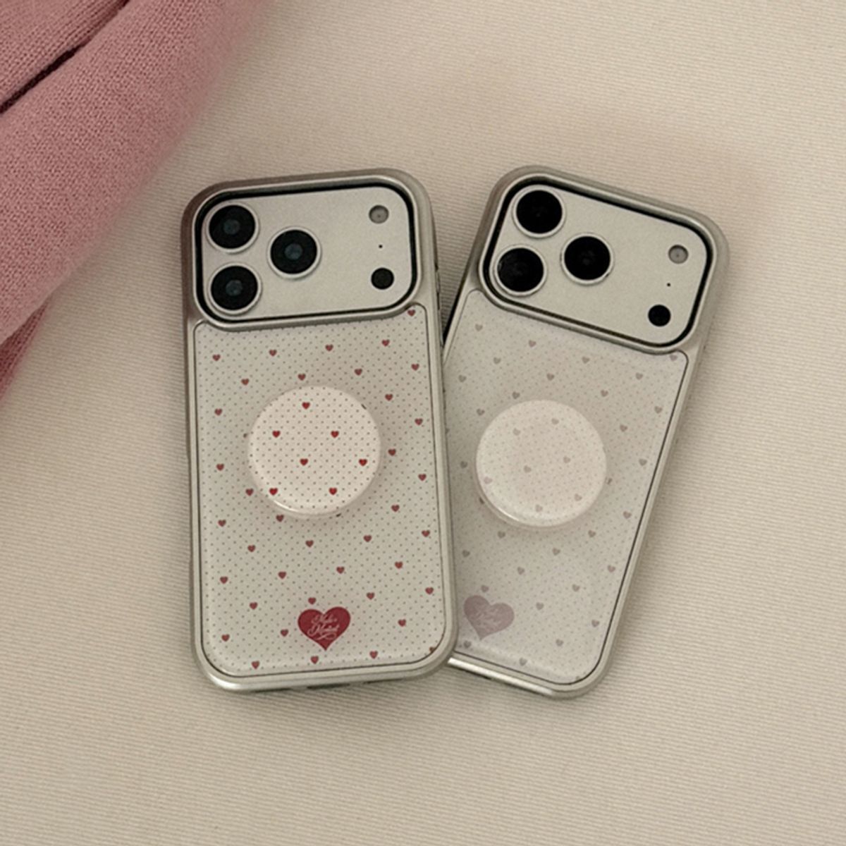 메이드모먼(MADEMOMENT) heart pin dot 디자인 [실버 맥세이프 범퍼케이스]