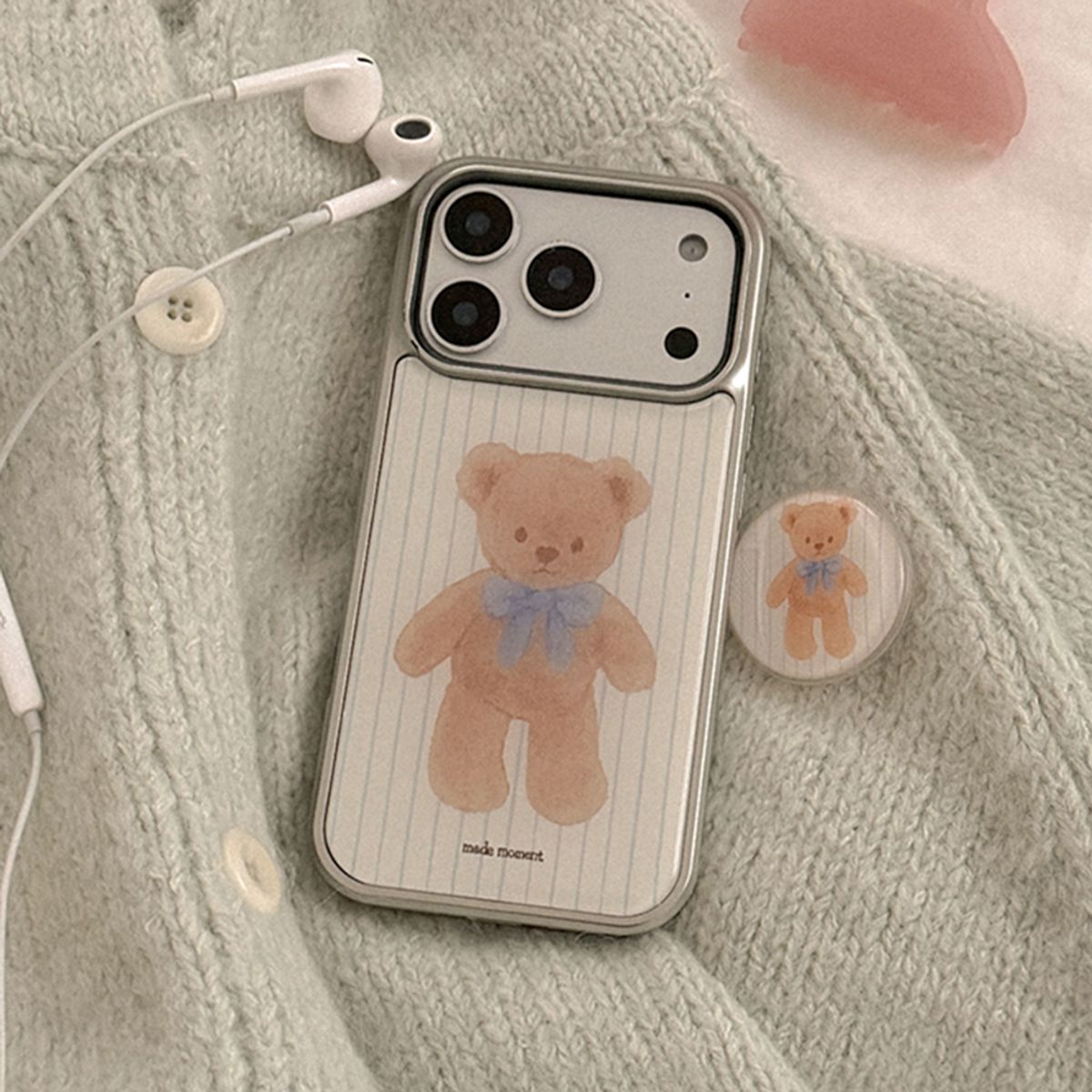 메이드모먼(MADEMOMENT) cocoa teddy 디자인 [실버 맥세이프 범퍼케이스]