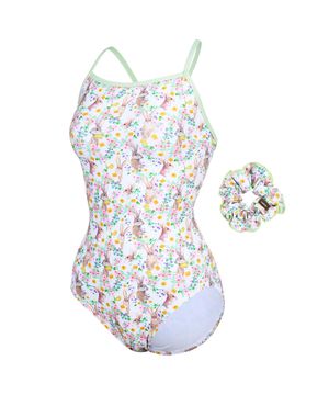 여성 래빗 타이백 원피스수영복 헤어스크런치 세트 아이보리 RN-LS2G202-IV