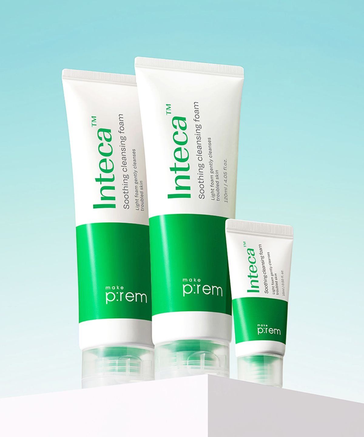 메이크프렘(MAKEPREM) 인테카 수딩 클렌징 폼 기획세트 (120ml 2개+15ml)