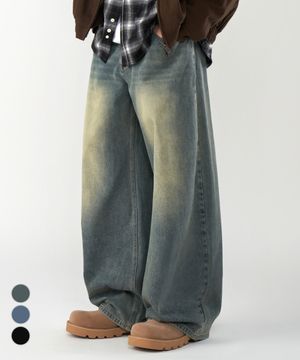 [2PACK]빈티지 워시드 와이드 데님팬츠 3Color