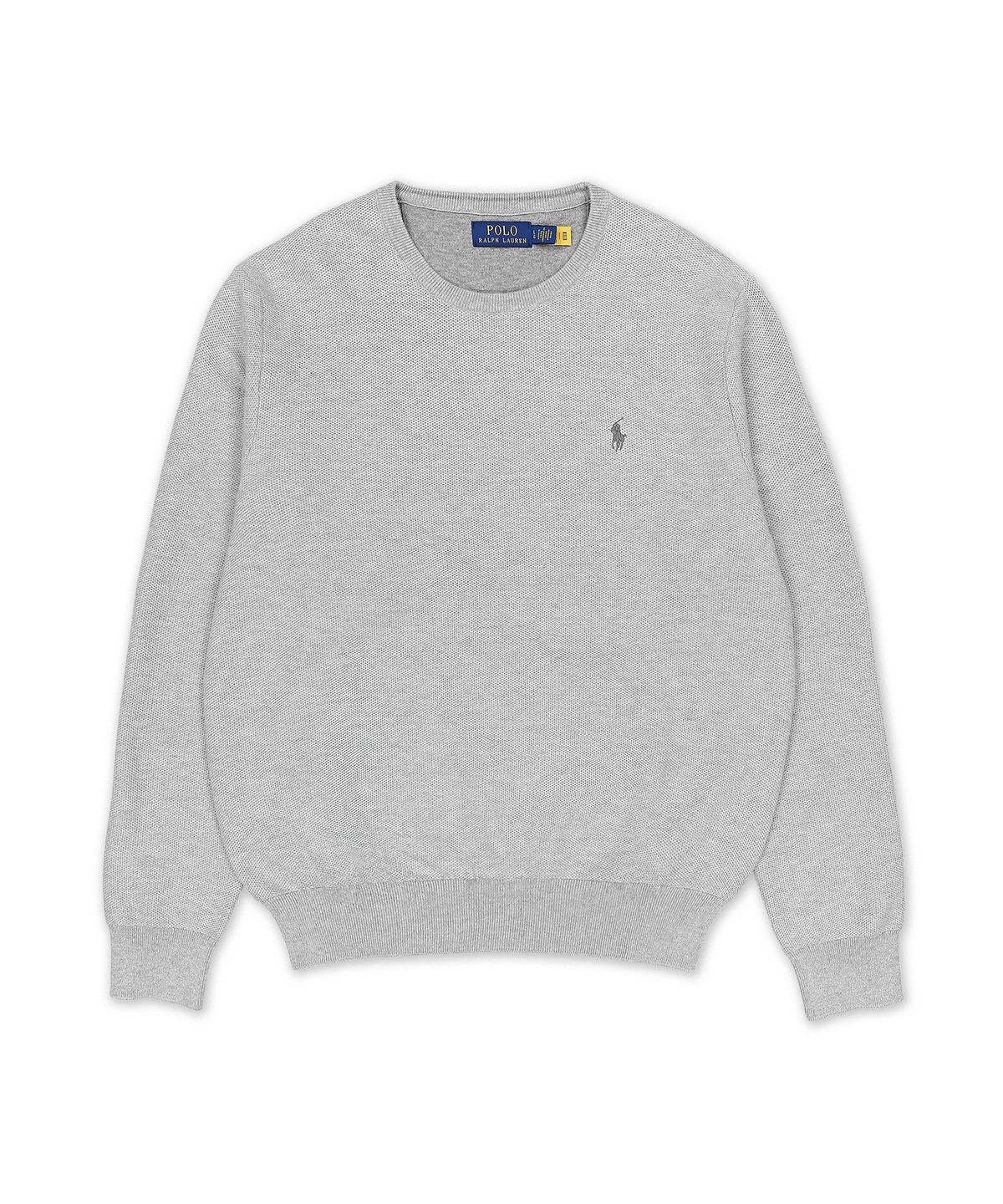 폴로 랄프 로렌(POLO RALPH LAUREN) 텍스처 코튼 크루넥 스웨터-그레이