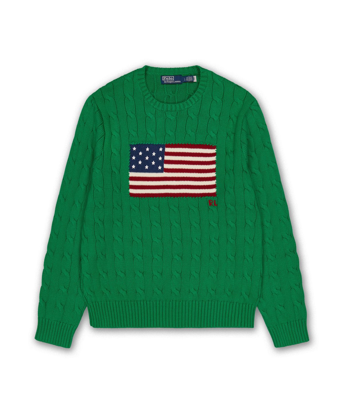 폴로 랄프 로렌(POLO RALPH LAUREN) 아이코닉 케이블 니트 플래그 스웨터-그린