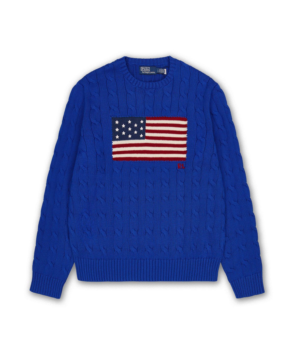 폴로 랄프 로렌(POLO RALPH LAUREN) 아이코닉 케이블 니트 플래그 스웨터-블루