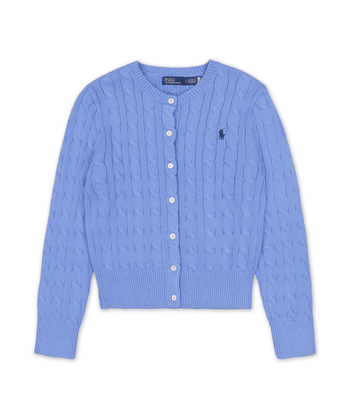폴로 랄프 로렌(POLO RALPH LAUREN) 케이블 니트 코튼 크루넥 카디건-블루