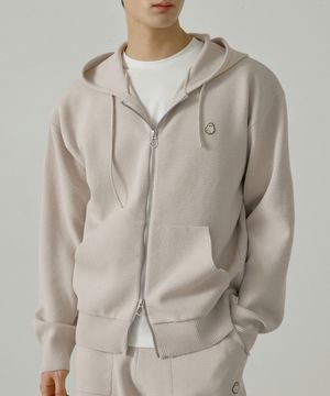 남녀공용 고스트클럽 니트 후드 집업 [라이트그레이]_HG1SW900