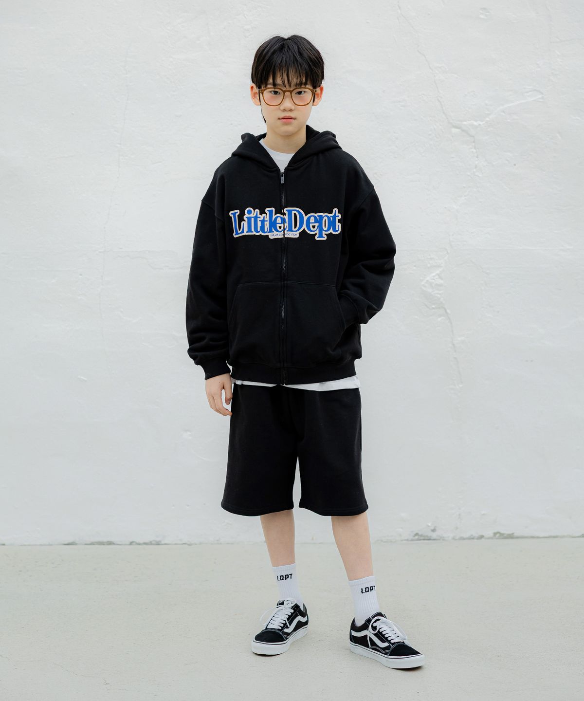 리틀뎁(LITTLE DEPT) LDPT 후드 스웨트 셋업 Black