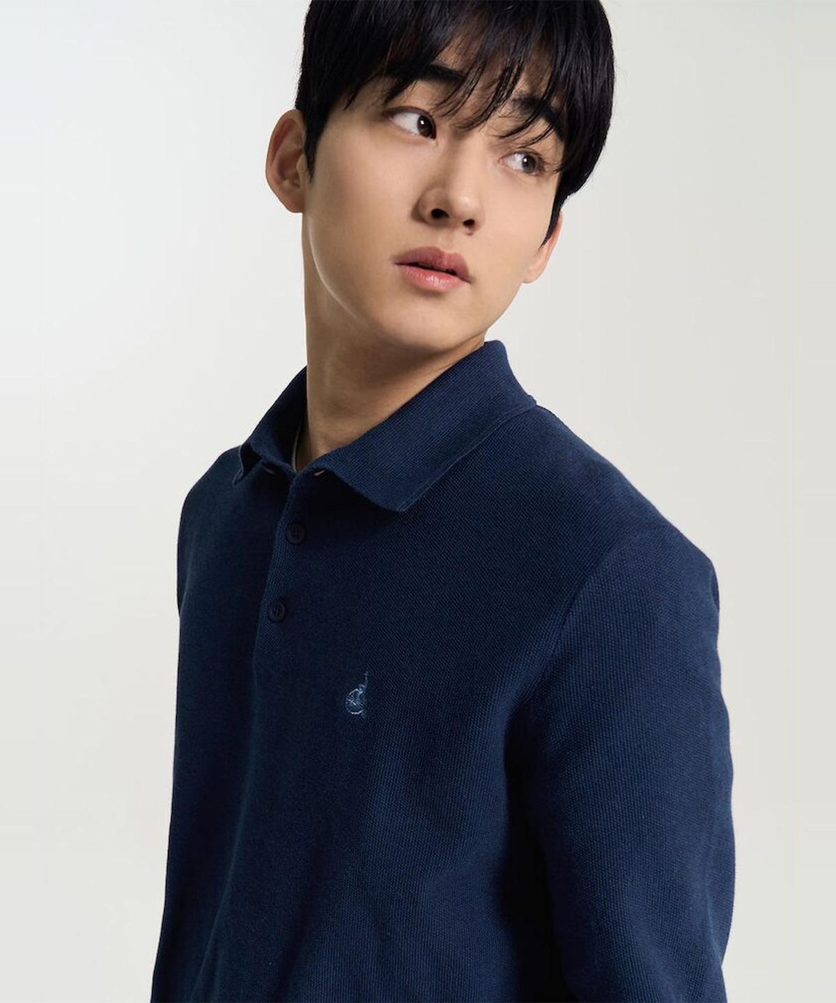 빈폴 멘(BEANPOLE MEN) 코튼 베이직 칼라넥 니트  네이비