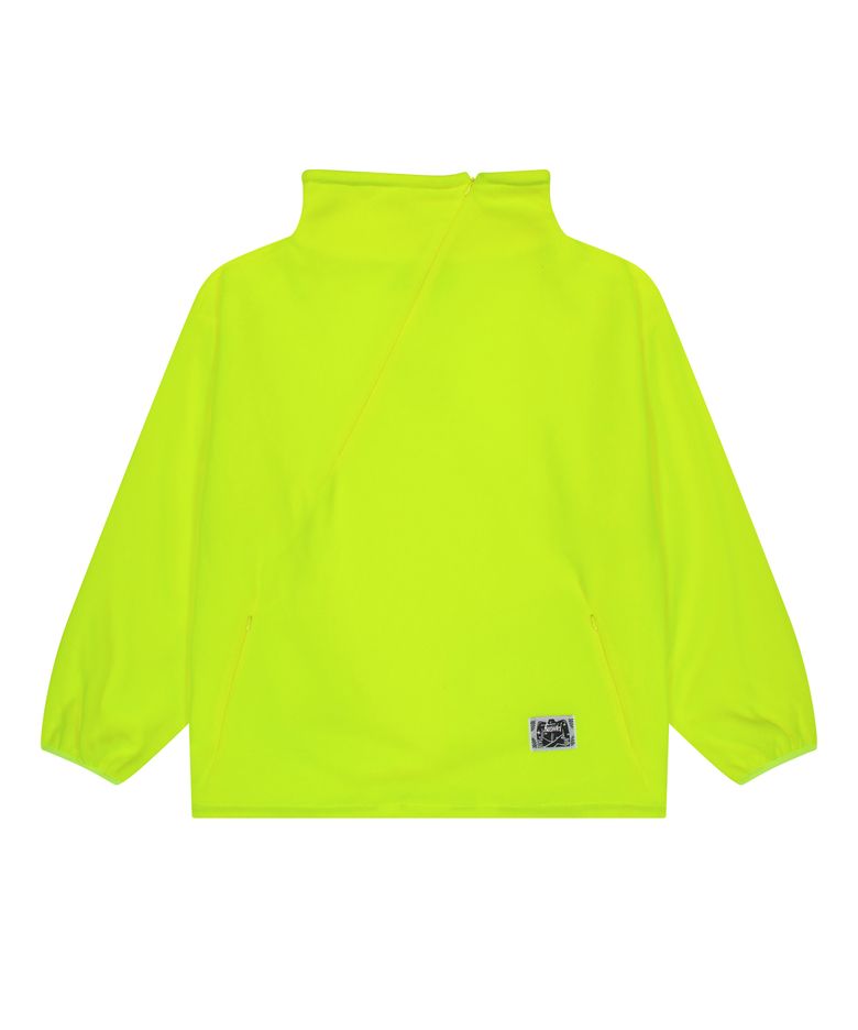 Diagonal half zipped snowboard fleece in neon green