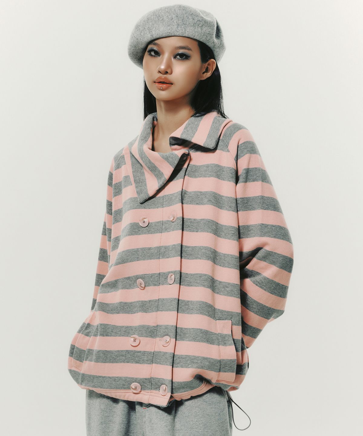 엔와이엑스엑스(NYXX) STRIPE COLLAR JACKET PINK