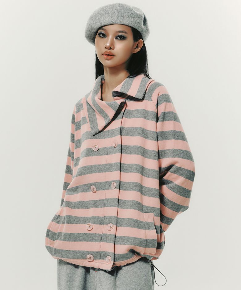 STRIPE COLLAR JACKET PINK