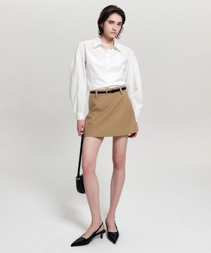 넬리 서머 울 미니 스커트_베이지 / NELLY SUMMER WOOL MINI SKIRT_BEIGE