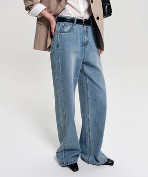 [지구 PICK] 리네아 스트레이트 데님 팬츠_라이트 블루 / LINEA STRAIGHT DENIM PANTS_LIGHT BLUE