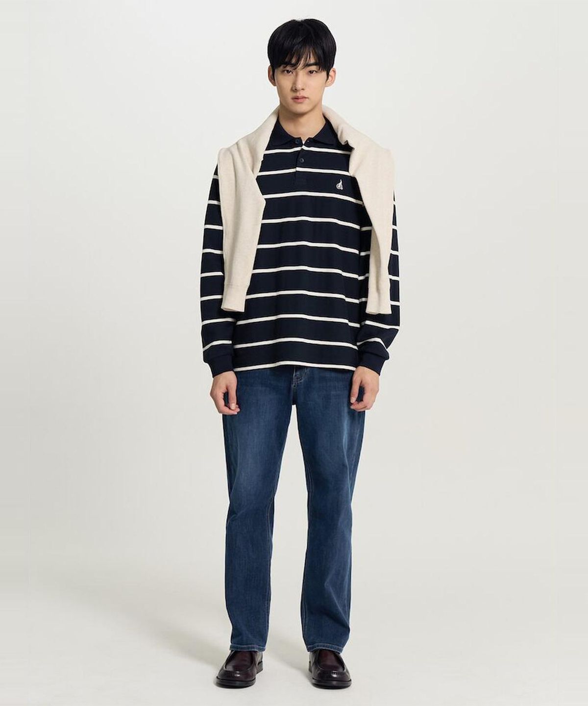 빈폴 멘(BEANPOLE MEN) 컴포트핏 저지 데님 팬츠  네이비