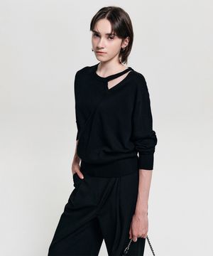 카리나 울 레이어드 니트_블랙 / KARINA WOOL LAYERED KNIT_BLACK