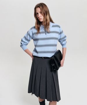 나나 스트라이프 카라 니트_스카이 블루 / NANA STRIPE COLLAR KNIT_SKY BLUE