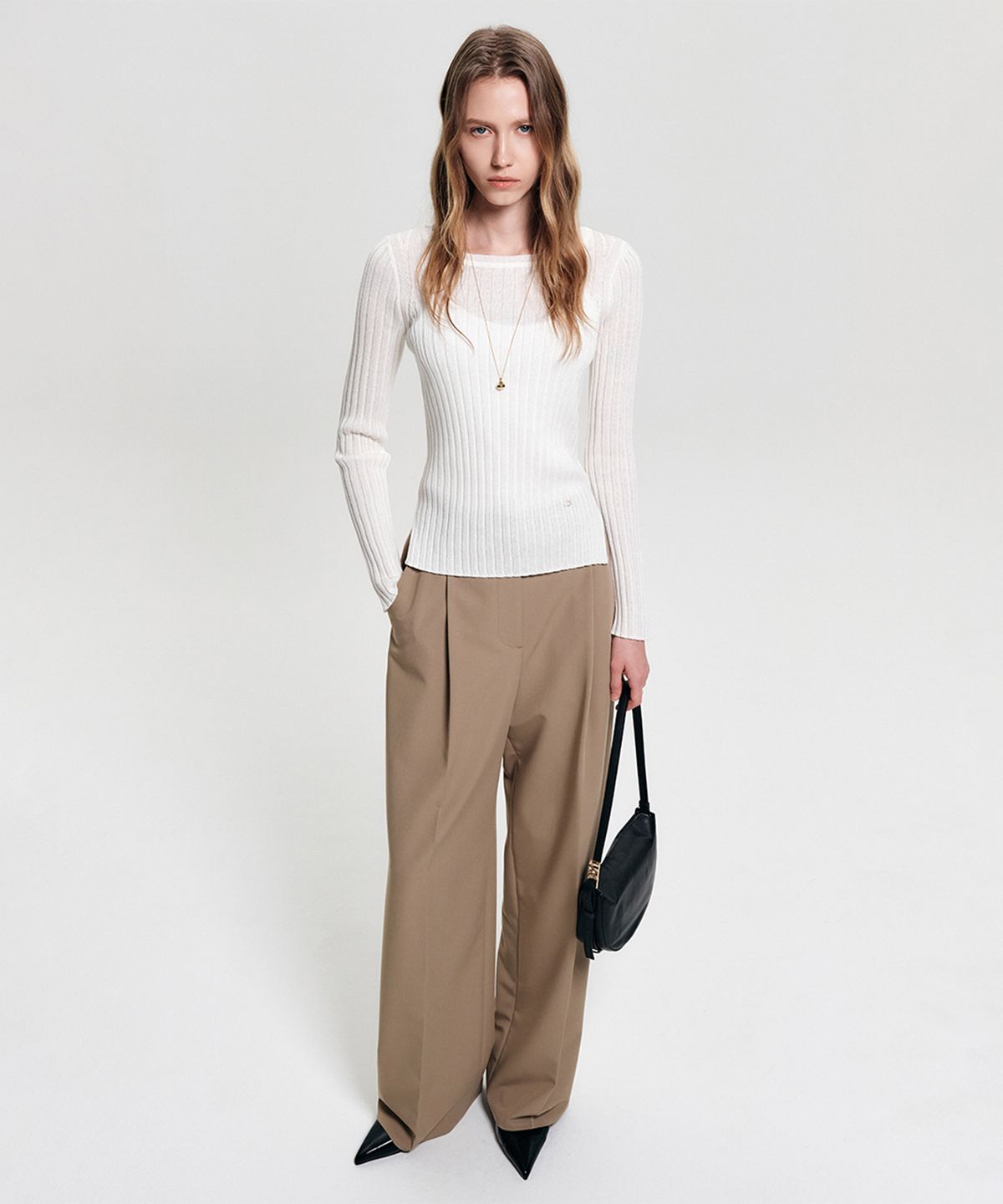 룩캐스트(LOOKAST) 레이 보트넥 슬림 니트_아이보리 / RAY BOAT NECK SLIM KNIT_IVORY